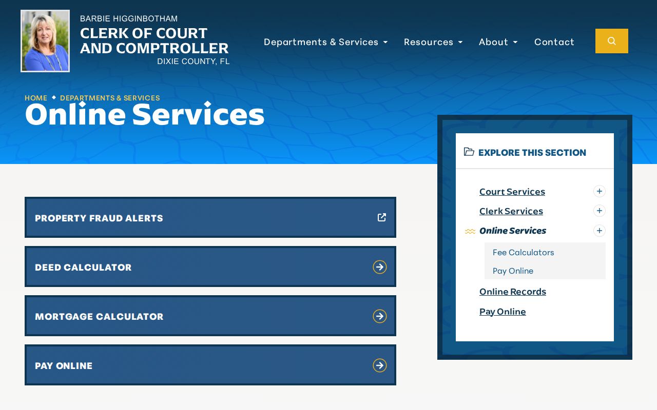 Dixie County Clerk online court-record services