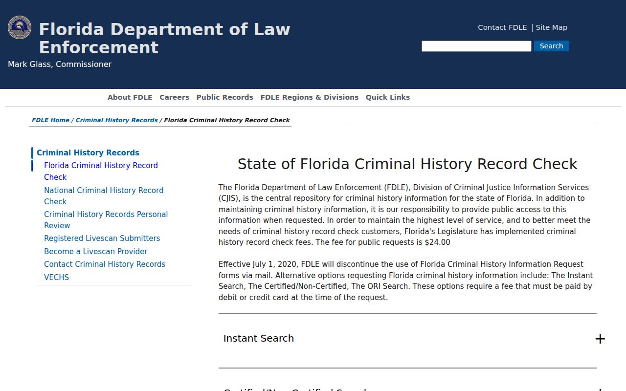 Dixie County criminal history Florida check options