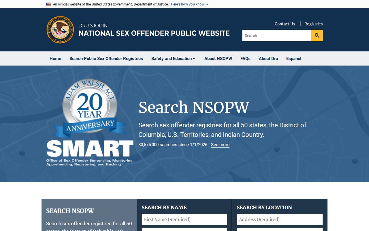 National Sex Offender Public Website cross-state search