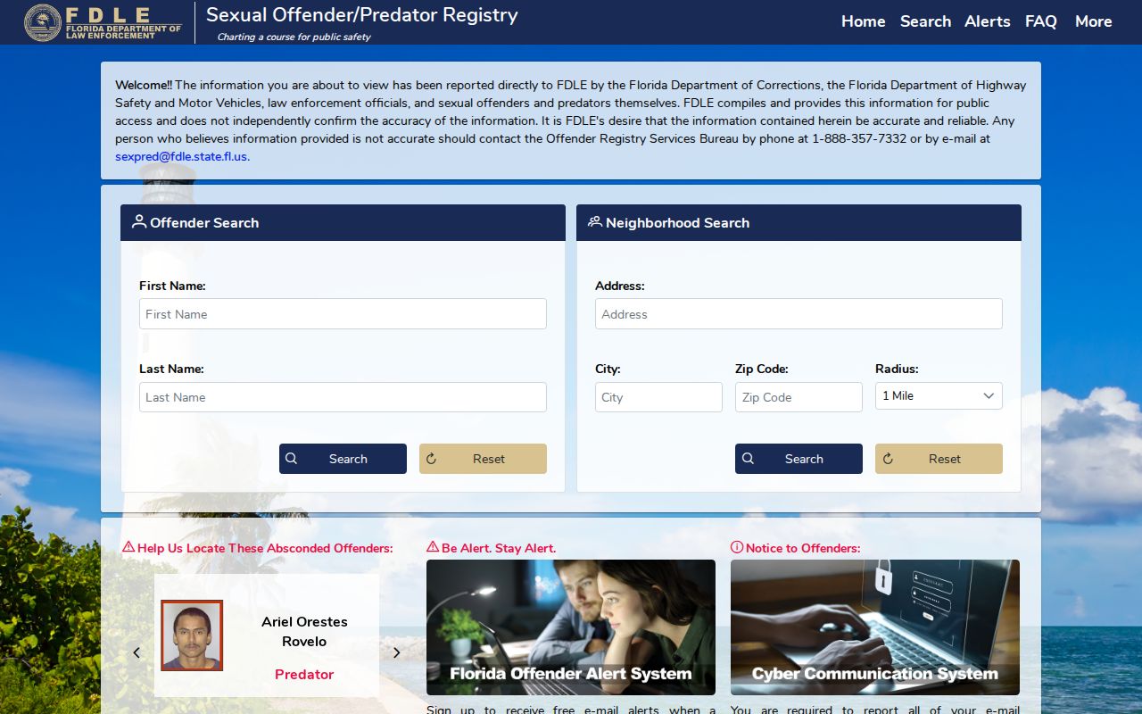 FDLE Florida Sexual Offenders and Predators Search